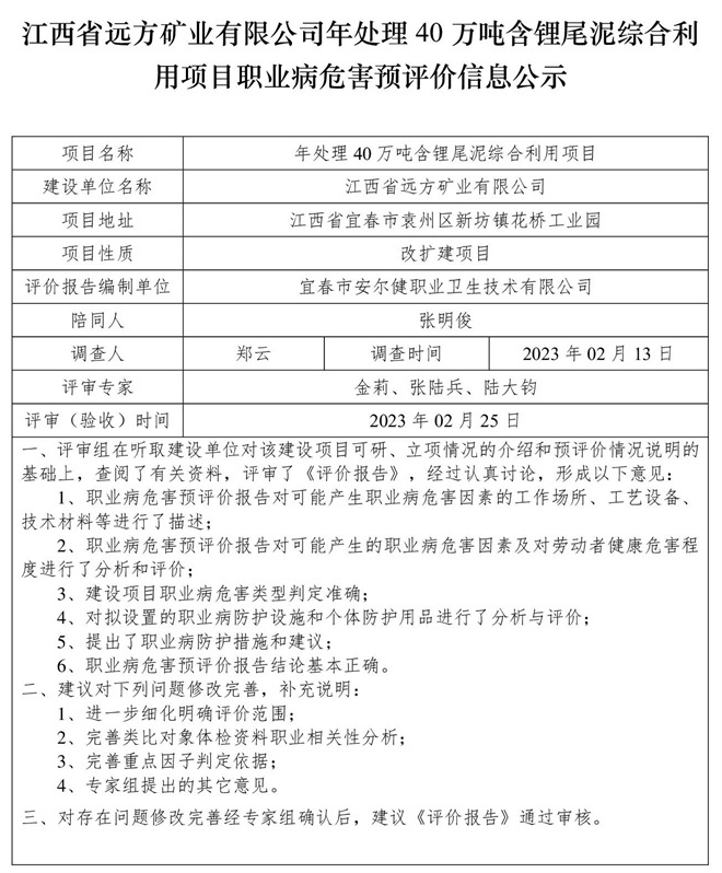 江西省遠(yuǎn)方礦業(yè)有限公司年處理40萬噸含鋰尾泥綜合利用項(xiàng)目職業(yè)病危害預(yù)評(píng)價(jià)信息公示.jpg